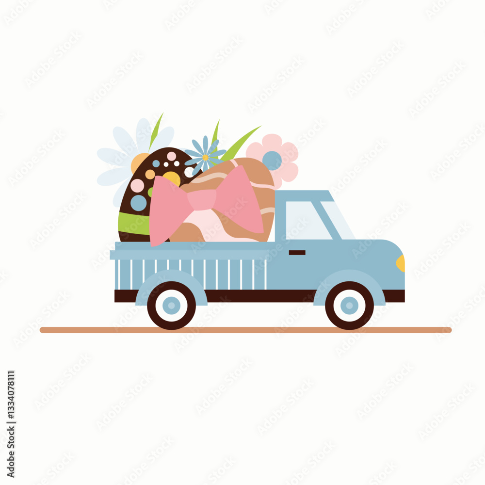 Naklejka premium Easter Flat Simple Vector Illustration Isolated in White