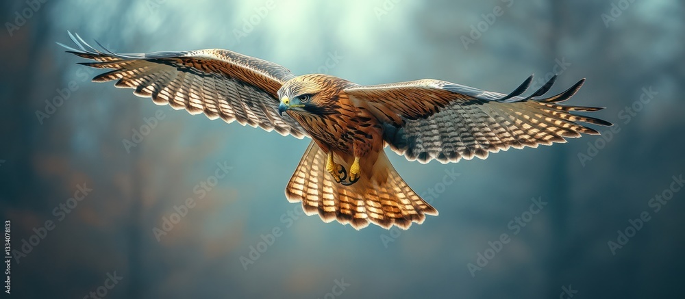 Obraz premium Majestic hawk in flight.