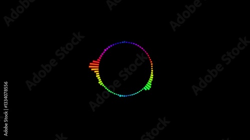 Audio wave spectrum animation video. Audio spectrum animation, music waveform, sound wave audio wave from isolated on black background. 4K
