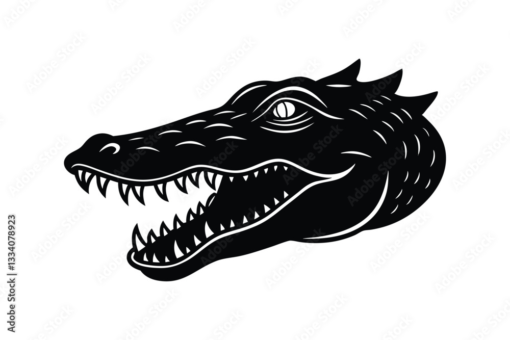 Silhouette vector art illustration of an alligator's head.eps