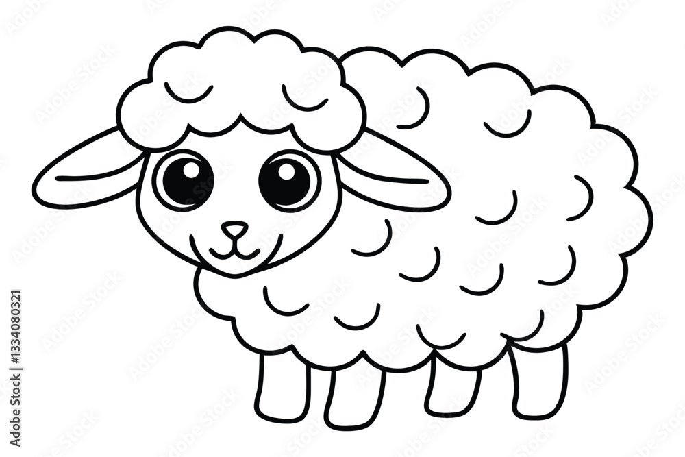 Cartoon illustration of a cute sheep character with white wool, isolated on grass, in a fun and happy style. Cartoon illustration of a cute sheep character with white wool, isolated on grass, in a fun and happy style.