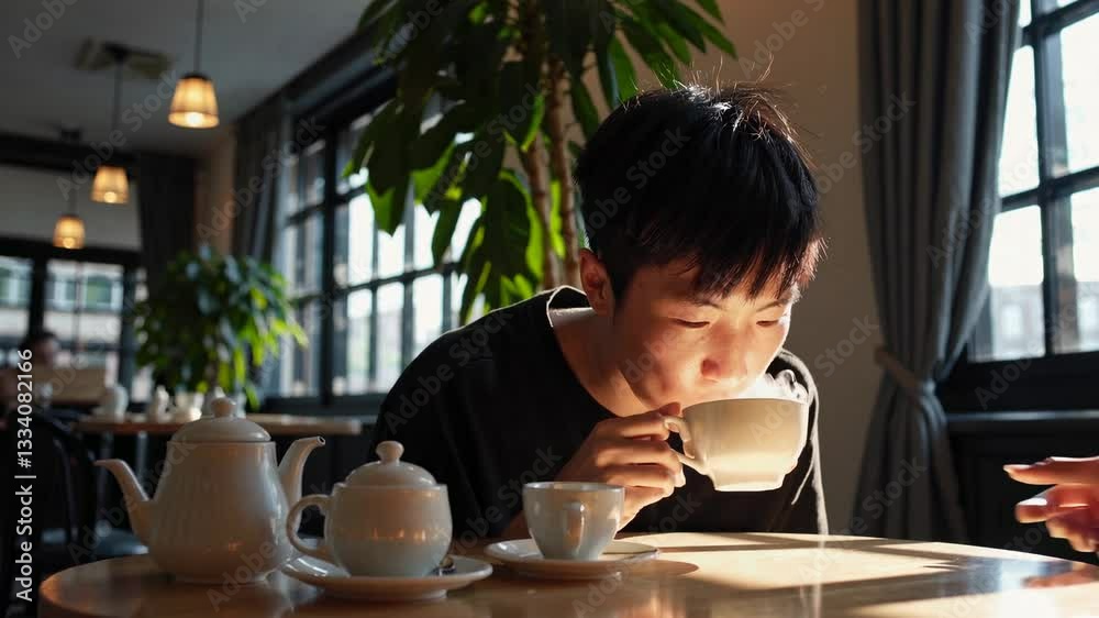 The Young Man Drinking Tea The Young Man Drinking Tea