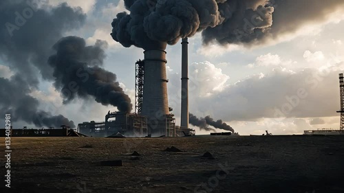 Wallpaper Mural Large Industrial Power Plant with Massive Smokestacks Emitting Thick Black Smoke into the Sky in a Polluted Landscape

 Torontodigital.ca
