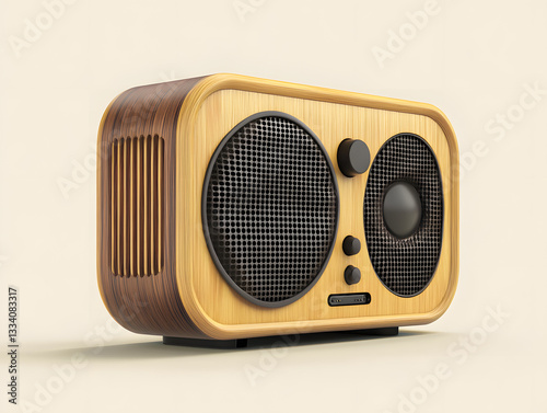 Product photo of a wooden retro-style Bluetooth speaker