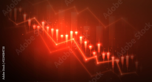 Stock and economic crisis graph background. Trade exchange, financial decrease