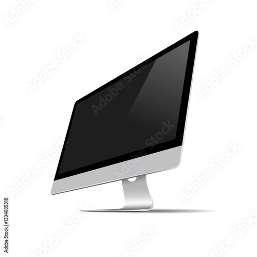 Vector realistic monitor with black screen