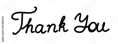 Image featuring elegant calligraphy spelling Thank You in artistic script font on clean white background. Perfect for expressing gratitude and appreciation.