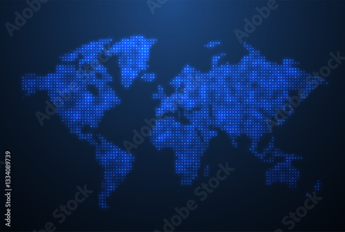 World map. Global network, pixel texture, earth background, abstract pattern