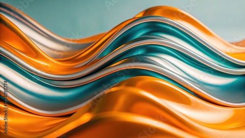 Wallpaper Mural Liquid Gold And Teal Waves Dancing In A Mesmerizing Abstract Flow With A Smooth, Polished Surface And Soft Light Torontodigital.ca