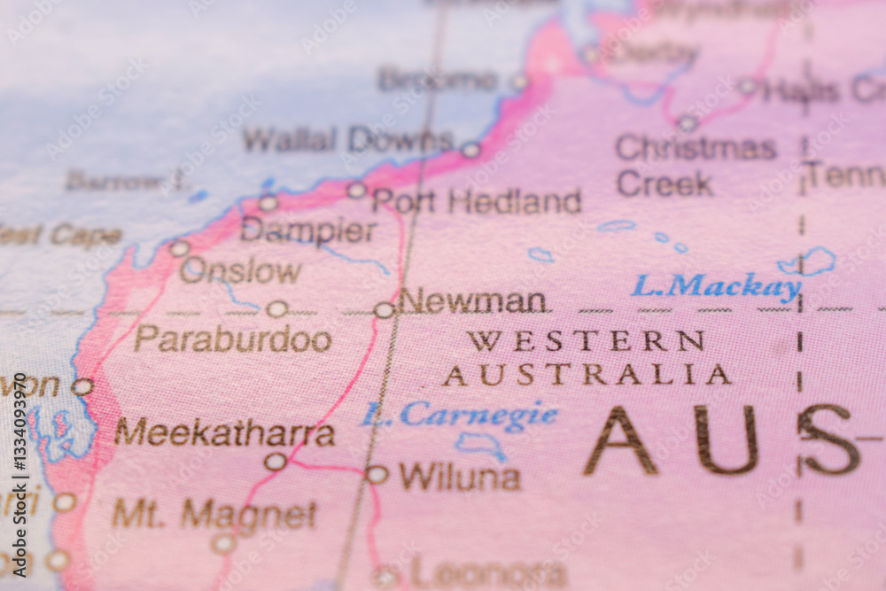 Naklejka premium Western Australia On The World Map-Geo Political Map