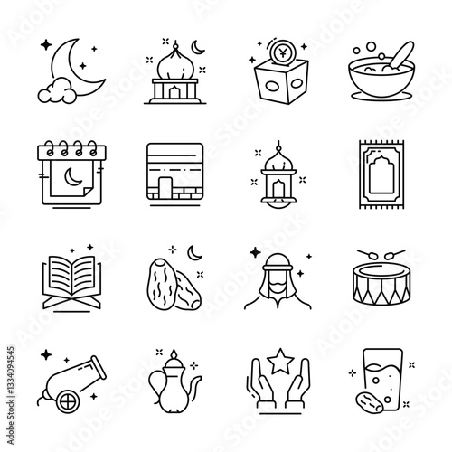 Get this latest line collection of islamic month icons, easy to edit 