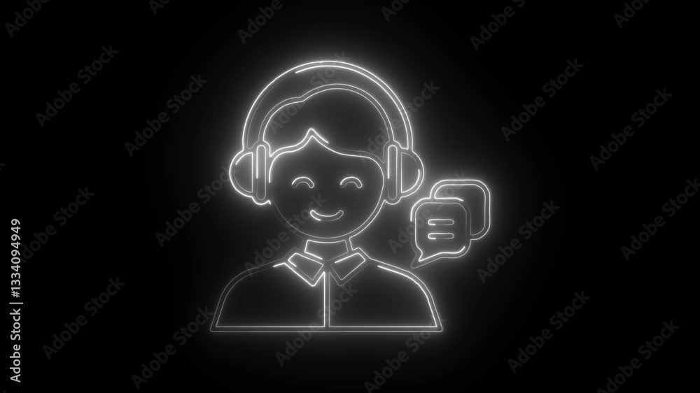 Glowing neon service icon isolated on black background. HD Video motion graphic animation Glowing neon service icon isolated on black background. HD Video motion graphic animation