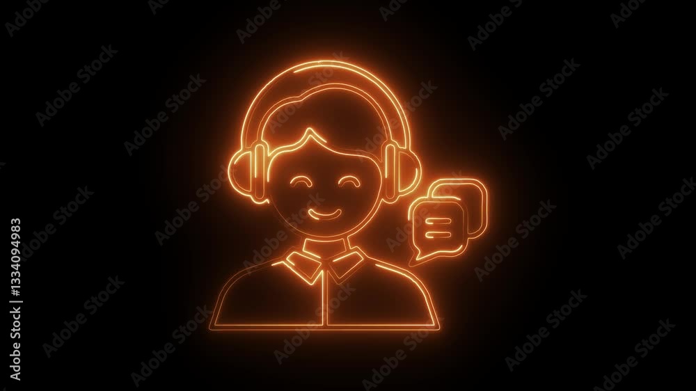 Glowing neon service icon isolated on black background. HD Video motion graphic animation Glowing neon service icon isolated on black background. HD Video motion graphic animation