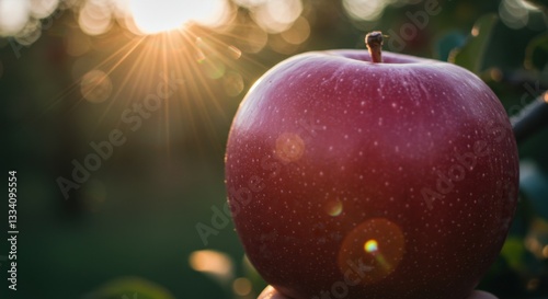 Red Apple in Warm Sunset