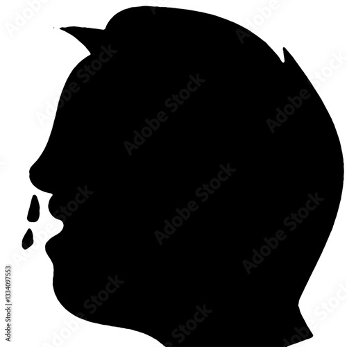 man with cold phlegm from nose symptom runny nose concept health design black silhouette