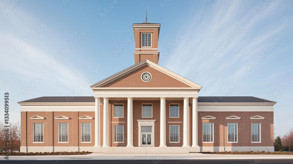 Obraz premium This stunning architectural structure stands firm against a subtle, neutral background, blending traditional academic design with minimalist elements