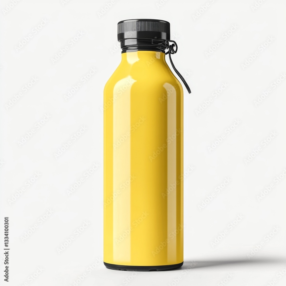 Yellow insulated water bottle mockup, studio shot, plain background Yellow insulated water bottle mockup, studio shot, plain background