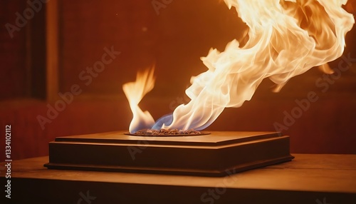 Flame. Macro perspective of a blank stage, product display podium, can be used to composite product photos.flames, advertising, commercial, display, fire, heat, image, marketing,9