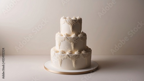 Elegant White Wedding Cake – Minimalist Luxury Dessert Photography