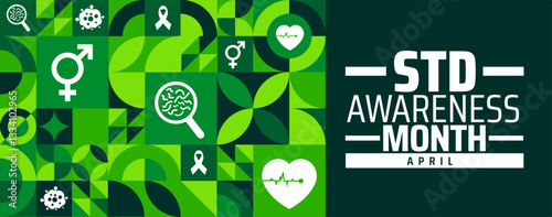 std awareness month geometric shape pattern background banner or poster design template. observed every year in  April. Holiday concept. Use to any Template, card, poster, placard, template.