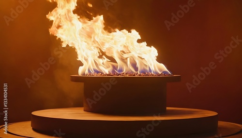 Flame. Macro perspective of a blank stage, product display podium, can be used to composite product photos.flames, advertising, commercial, display, fire, heat, image, marketing,43
