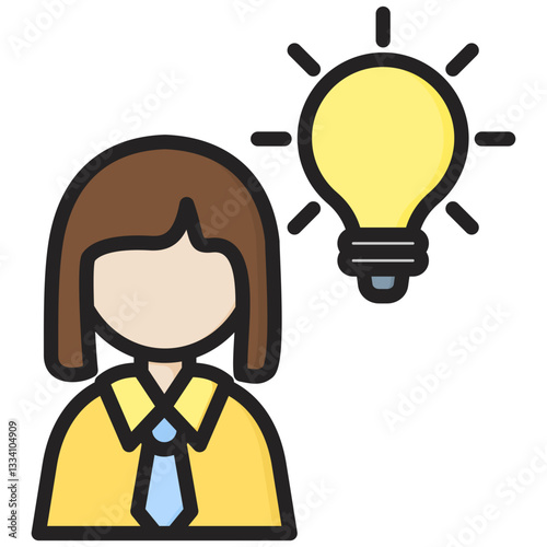 Creativity icon in Flat Color Style With Outline. Simple Vector Design. Simple Vector Flat Icon