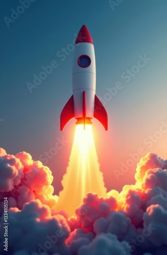 Wallpaper Mural Rocket launching from clouds at sunset, exploring new possibilities Torontodigital.ca