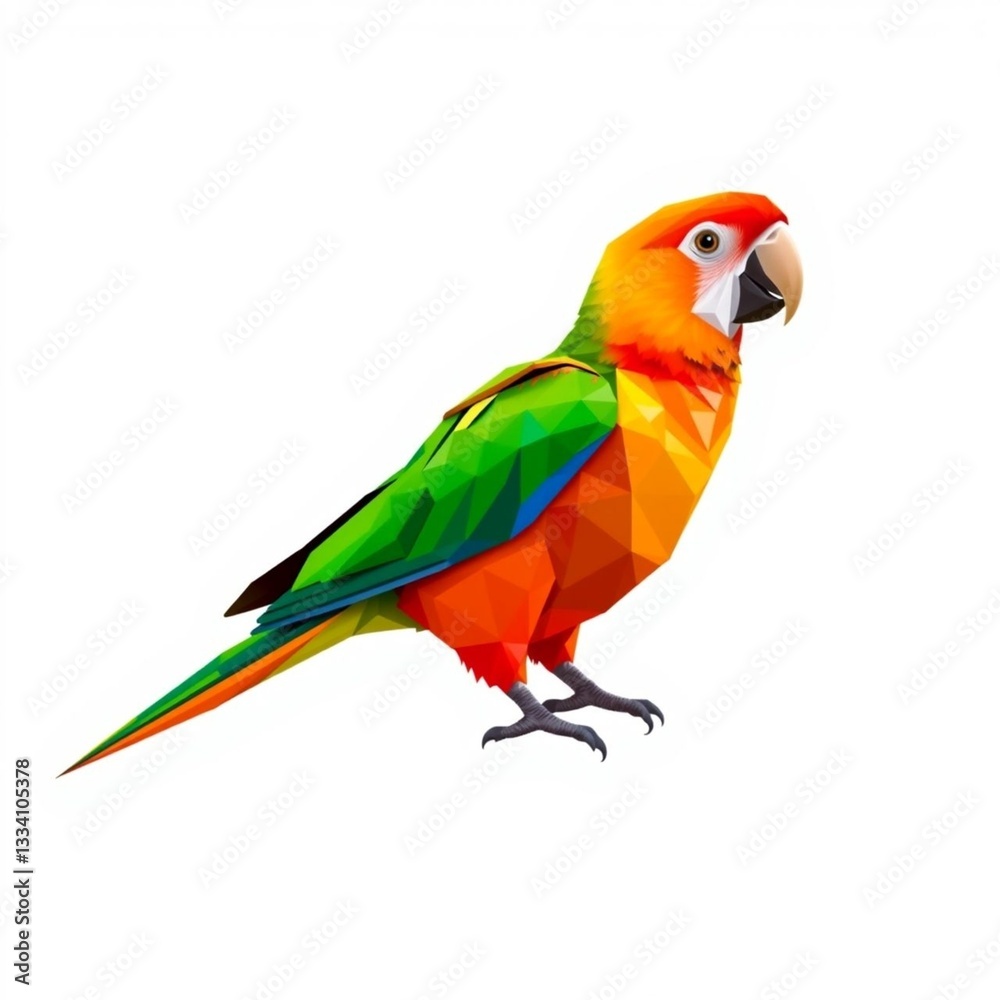 Fototapeta premium Colorful polygonal parrot design showcasing vibrant hues and geometric shapes