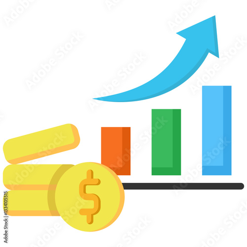 Profit icon in Flat Color Style. Simple Vector Design. Simple Vector Flat Icon