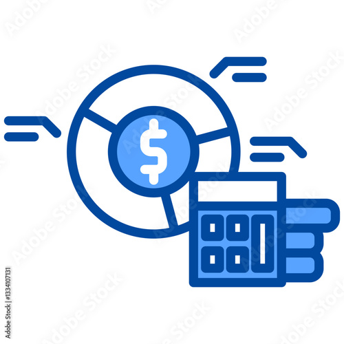 Budget icon in Blue Color Style. Simple Vector Design. Simple Vector Flat Icon