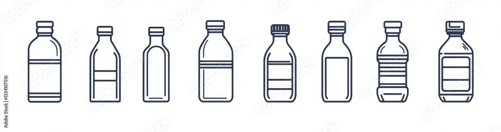 Various Beverage Bottles, Different Shapes and Sizes
