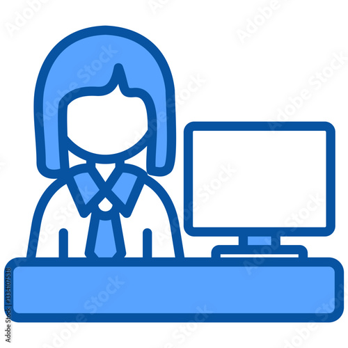 Recepcionist icon in Blue Color Style. Simple Vector Design. Simple Vector Flat Icon