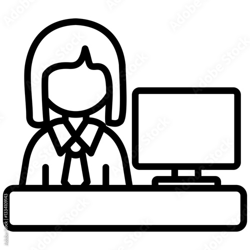 Recepcionist icon in Outline Style. Simple Vector Design. Simple Vector Outline Icon