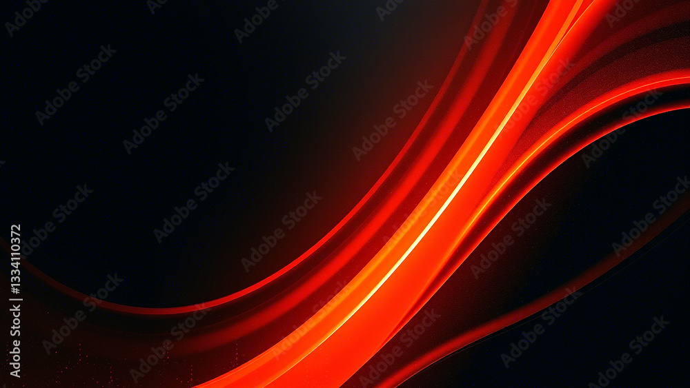 Fototapeta premium Glowing red and orange light streaks on a dark background with a futuristic, dynamic look