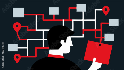 Secret Map A closeup of a prisoner studying a homemade map of the prison layout with escape routes highlighted in red.