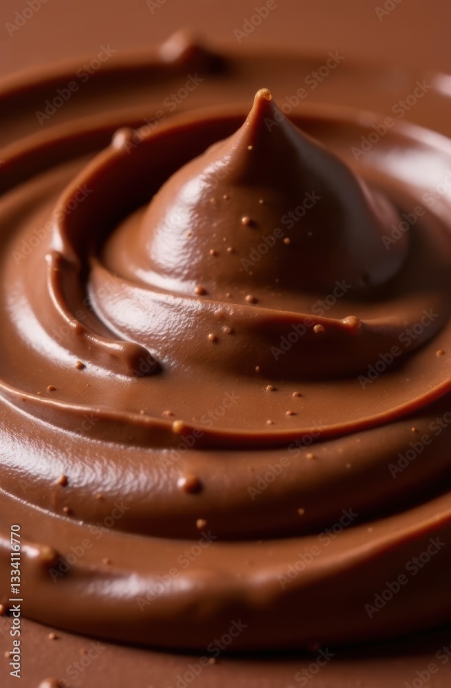 Creamy chocolate hazelnut spread swirling in a delicious pattern Creamy chocolate hazelnut spread swirling in a delicious pattern