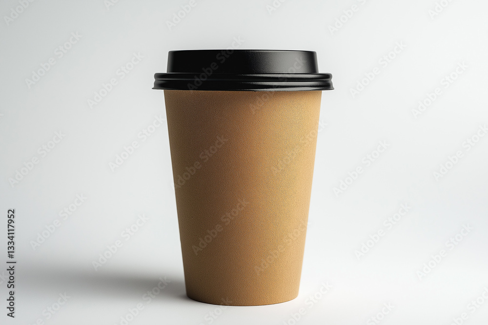 Coffee cup with a black plastic lid, made of brown cardboard, placed on a plain white background to emphasize simplicity and eco-friendly design.
Coffee cup with a black plastic lid, made of brown cardboard, placed on a plain white background to emphasize simplicity and eco-friendly design.