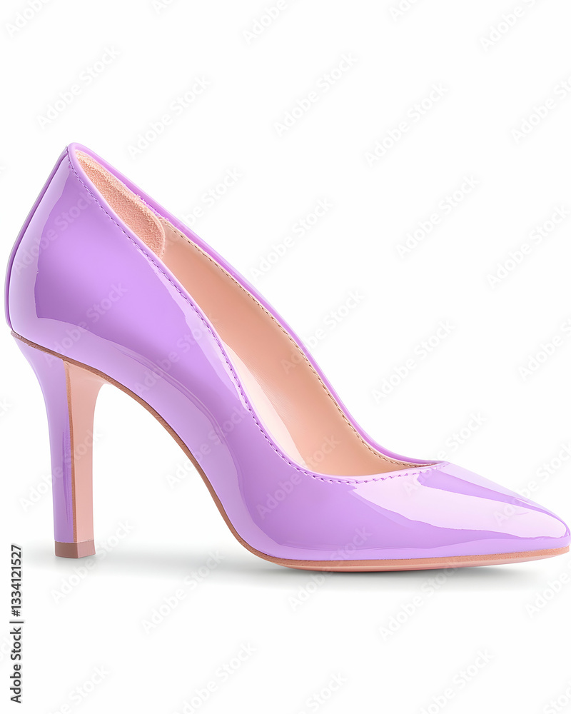 Lavender patent leather pointed-toe stiletto heels on white background Lavender patent leather pointed-toe stiletto heels on white background