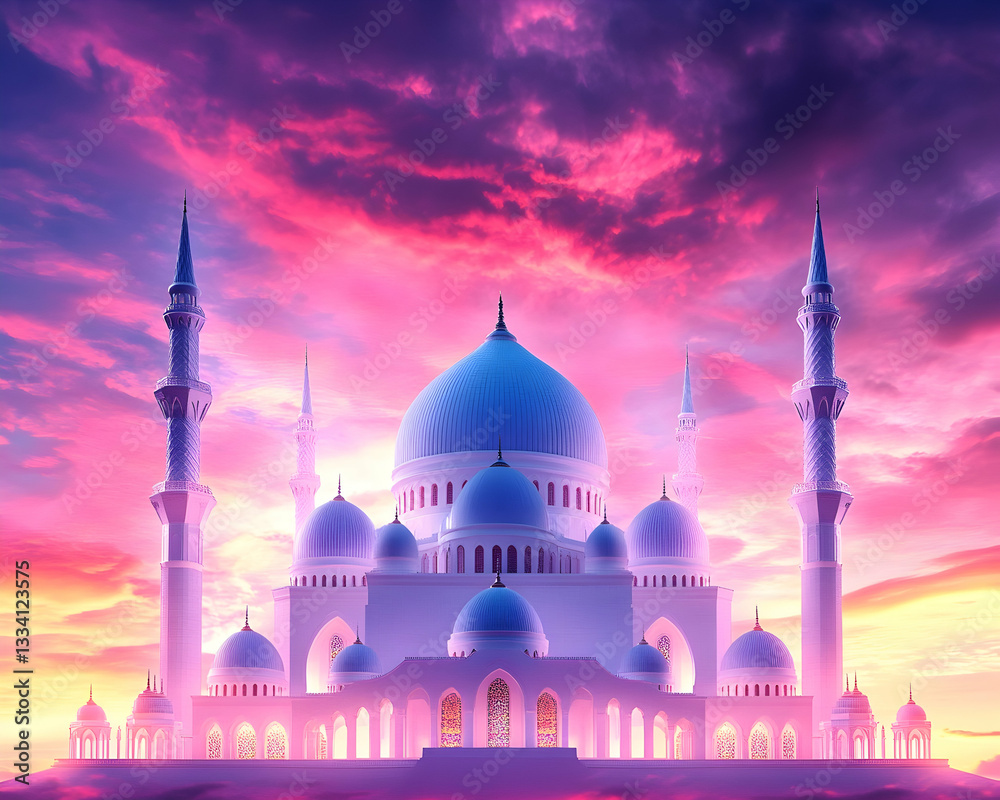 Fototapeta premium Majestic mosque at vibrant sunset