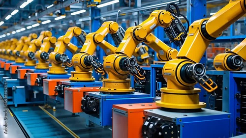Wallpaper Mural Automated Industrial Assembly Line with Yellow Robotic Arms Performing Precision Tasks in a High-Tech Manufacturing Plant

 Torontodigital.ca