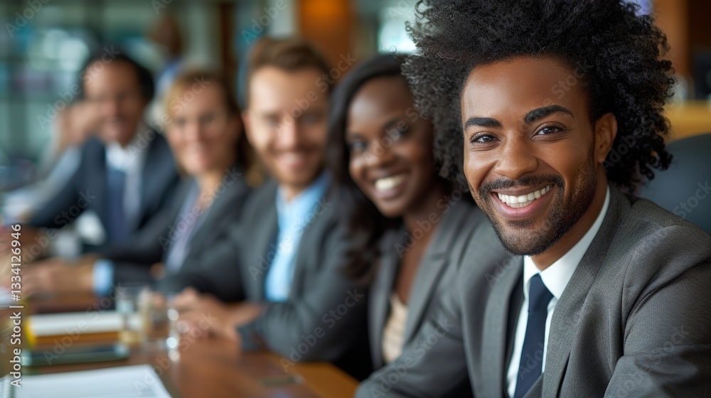Diverse Group of Happy Businesspeople Working Together in a Meeting Room Environment Diverse Group of Happy Businesspeople Working Together in a Meeting Room Environment