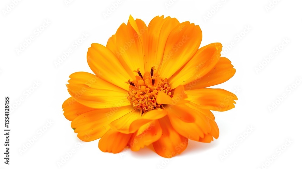 A vibrant and beautiful orange marigold flower, created with generative AI, stands out prominently when isolated on a clean white background. The delicate petals and rich color of the marigold are A vibrant and beautiful orange marigold flower, created with generative AI, stands out prominently when isolated on a clean white background. The delicate petals and rich color of the marigold are