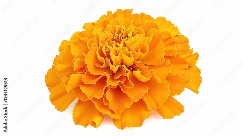 A vibrant and beautiful orange marigold flower, created with generative AI, stands out prominently when isolated on a clean white background. The delicate petals and rich color of the marigold are A vibrant and beautiful orange marigold flower, created with generative AI, stands out prominently when isolated on a clean white background. The delicate petals and rich color of the marigold are