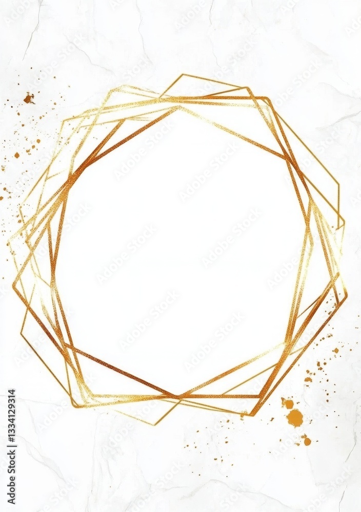 Gold Geometric Frame on Marble Background Gold Geometric Frame on Marble Background