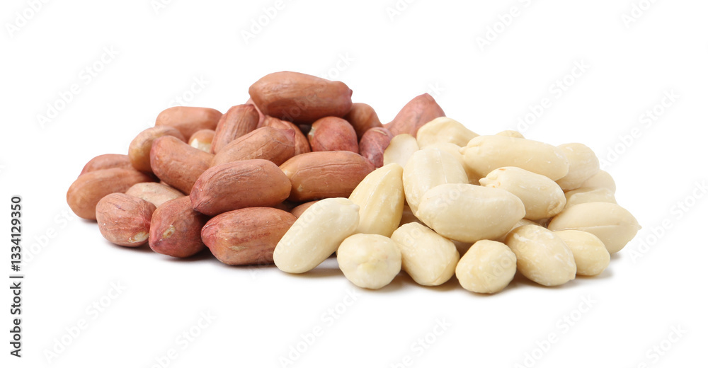 Pile of fresh peanuts isolated on white Pile of fresh peanuts isolated on white