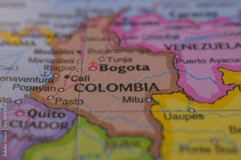 Naklejka premium Colambia On The World Map-Geo Political Map