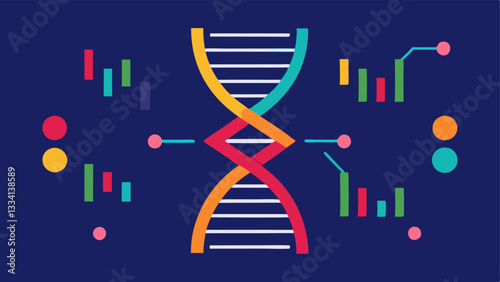 Genome Map An illustration of a simplified genome map with highlighted sections depicting areas of interest for genetic analysis.