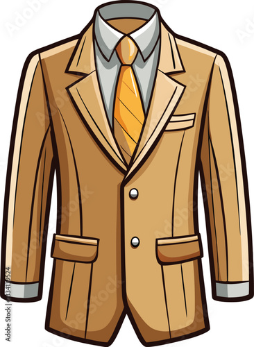 Tan beige color tailored suit on white background business suit business mens suit man in suit.