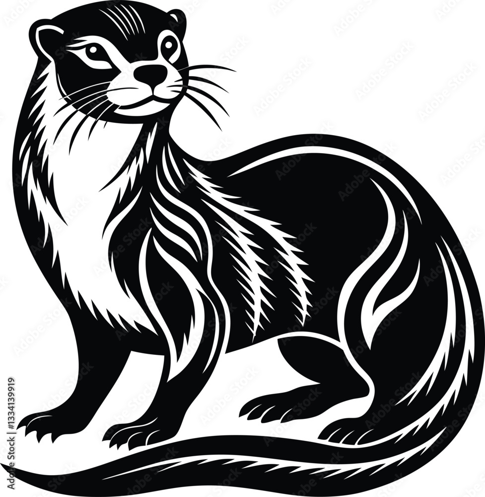 Fototapeta premium Otter Silhouette Vector Illustration