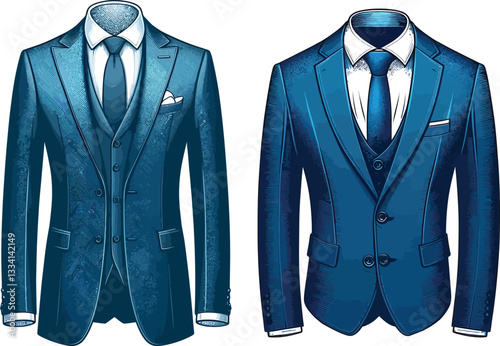 Blue color man tailored suit on white background Business suit business mens suit man in suit.